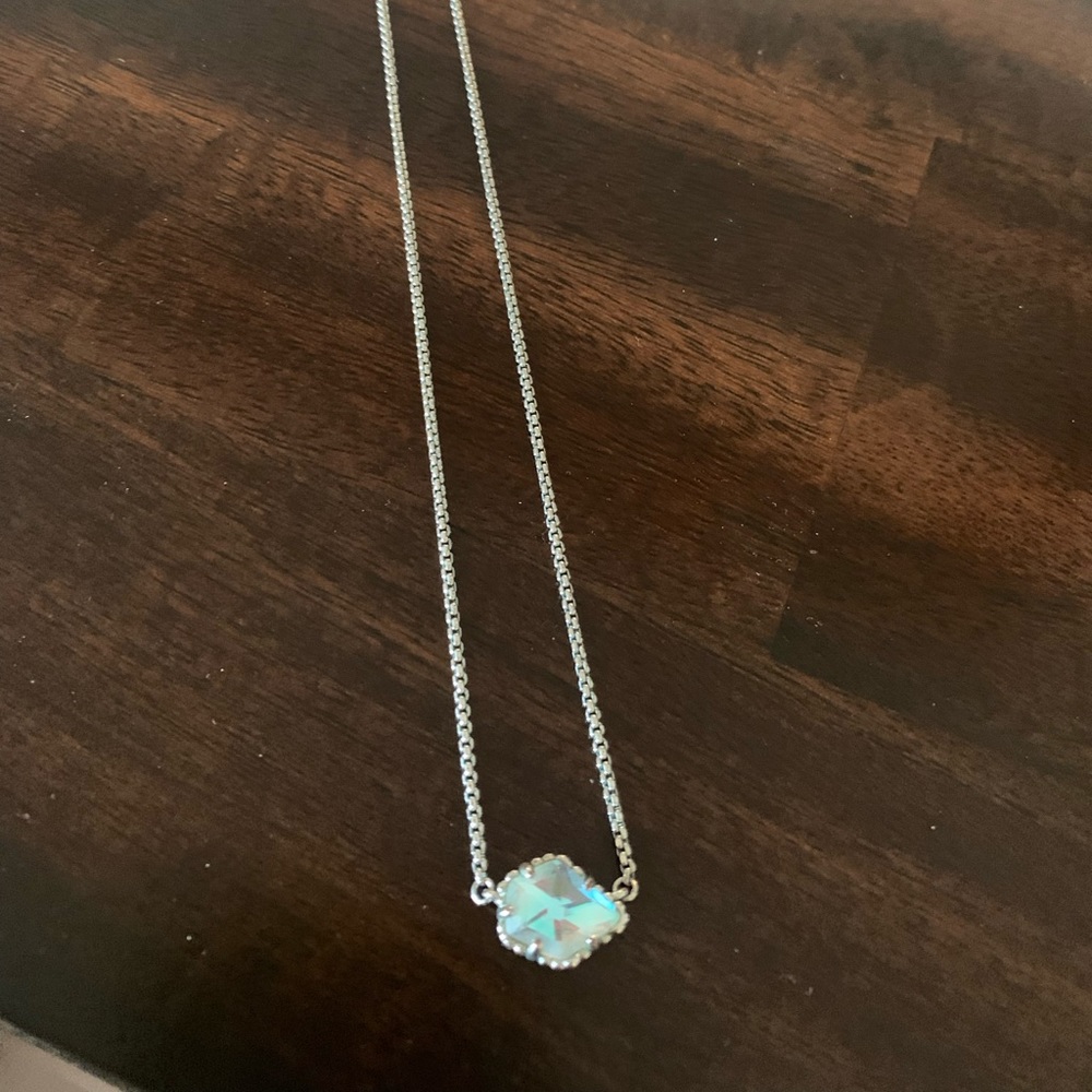 Kendra Scott silver necklace dichroic glass